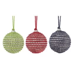 Set Of 3 Green And Blue Contemporary Christmas Ball Ornaments 10.25"