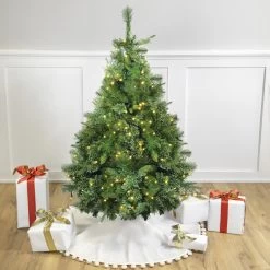 4.5' Pre-Lit Full Ashcroft Cashmere Pine Artificial Christmas Tree, Warm Clear LED Lights