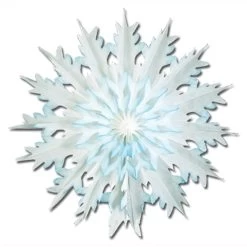 Club Pack Of 12 Christmas Winter White And Blue Dip-Dyed Snowflake 17