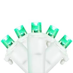 50-Count Green LED Wide Angle Christmas Lights, 16.25 Ft White Wire