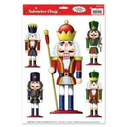 Pack Of 60 Assorted Nutcracker Window Clings Christmas Decorations 17"