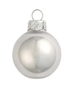 6ct Pearl Mercury Silver Glass Ball Christmas Ornaments 4" (101mm)