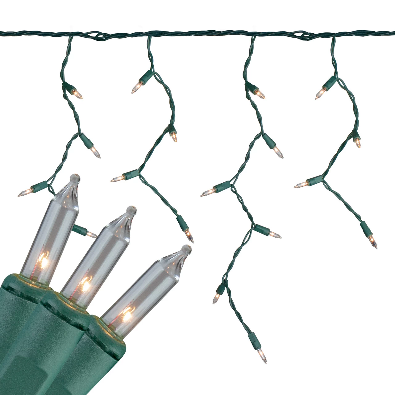 Set Of 100 Clear Everglow Mini Icicle Christmas Lights - Green Wire 5 Set Of 100 Clear Everglow Mini Icicle Christmas Lights - Green Wire - Image 3