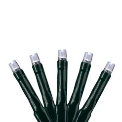 200 Pure White Multi-Function LED M5 Mini Christmas Lights - 20.5 Ft Green Wire