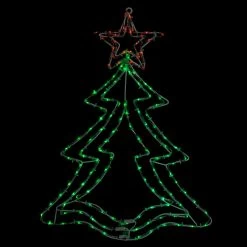 25” LED Green And Orange Rope Light Christmas Tree Window Decoration