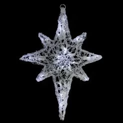 24" White LED Lighted Twinkle Hanging Star Of Bethlehem Christmas Decoration