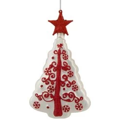 6" White And Red Christmas Tree Glass Ornament -Christmas Decoration Store holiday20cheer 420cropped 61692.1669922502