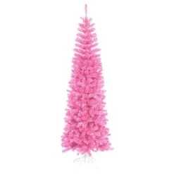 10' Pre-Lit Pencil Sparkling Artificial Christmas Tree - Pink Lights