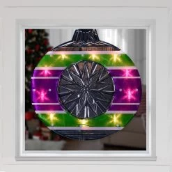15.5" Lighted Purple And Green Shimmering Ornament Christmas Window Silhouette Decoration -Christmas Decoration Store impact13349 83344.1667530645