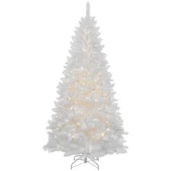 7.5' Pre-Lit Iridescent White Alaskan Pine Artificial Christmas Tree - Clear Lights