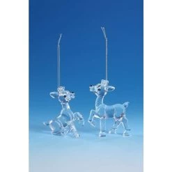 Club Pack Of 16 Icy Crystal Decorative Christmas Deer Ornaments 3.5"