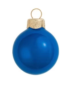 4ct Cobalt Blue Glass Pearl Christmas Ball Ornaments 4.75" (120mm)