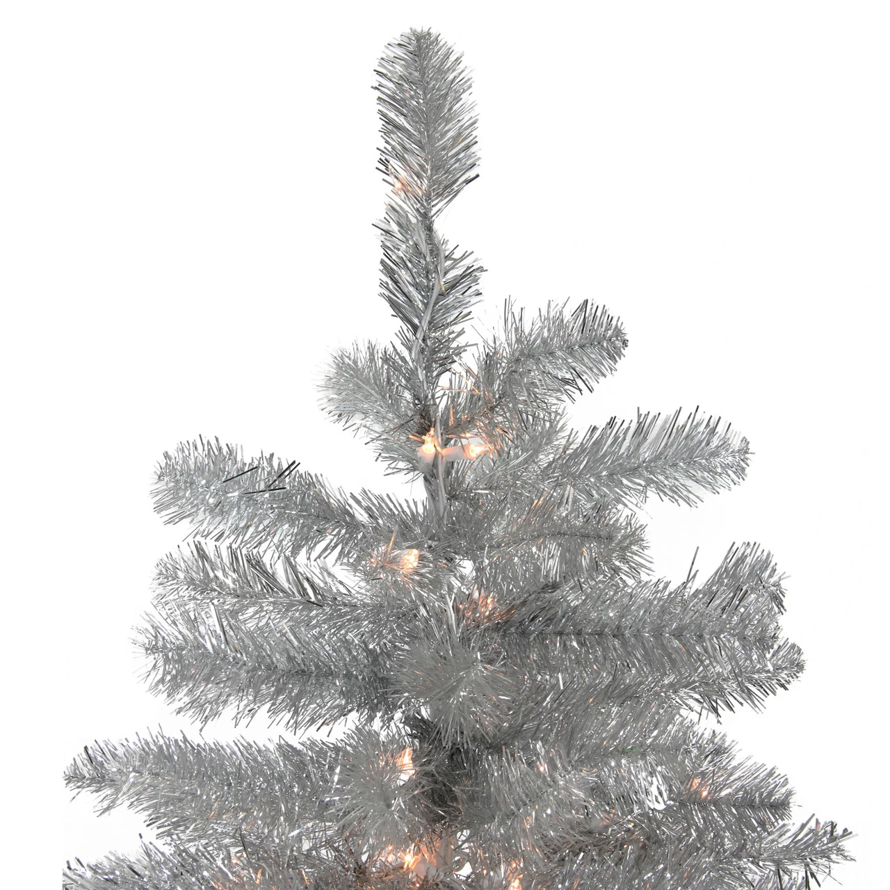 7.5' Pre-Lit Full Metallic Tinsel Artificial Christmas Tree, Clear Lights 4 7.5' Pre-Lit Full Metallic Tinsel Artificial Christmas Tree, Clear Lights - Image 2