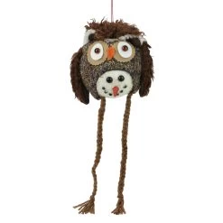 14" Storybook Garden Snowman With Plush Owl Hat Christmas Ornament