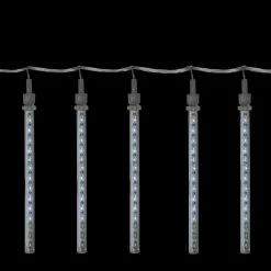 8 White Double Sided Mini Snowfall Icicle Christmas Light - 0.5 Ft Clear Wire