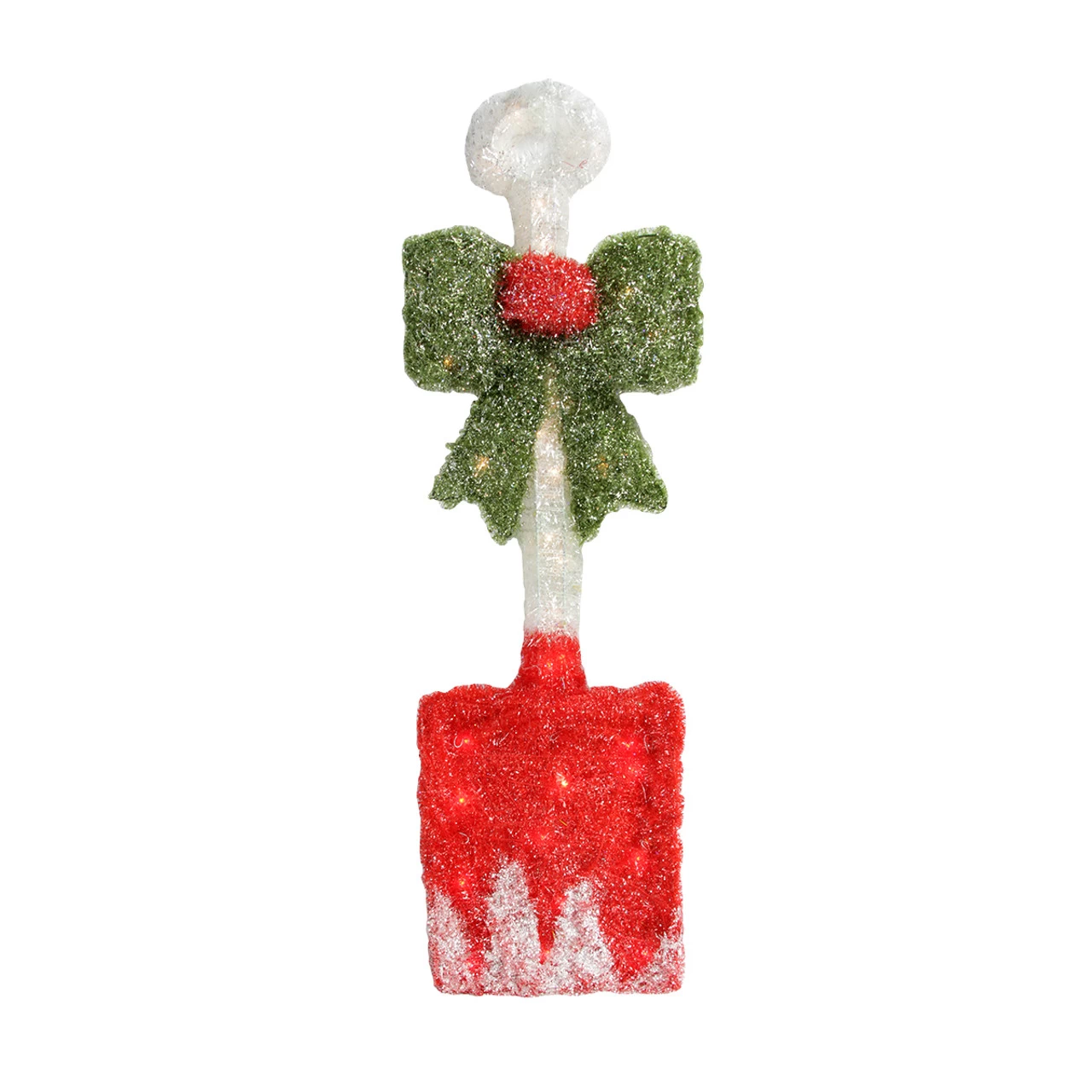 32" Lighted Tinsel Snow Shovel With Bow Christmas Window Decoration 3 32" Lighted Tinsel Snow Shovel With Bow Christmas Window Decoration