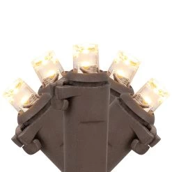 50ct Warm White LED Wide Angle Christmas Lights, 16.25ft Brown Wire