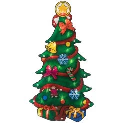 17.75" Lighted Christmas Tree With Presents Window Silhouette -Christmas Decoration Store mass20zg20plug 3 41732.1667570776