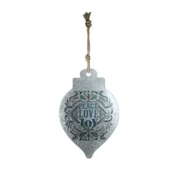 20" Silver And Blue 'Peace Love Joy' Finial Christmas Wall Hanging Ornament