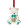 3" Pastel Silver Plated Bear Baby's First Christmas Ornament With European Crystals
