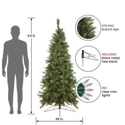 6.5' Pre-Lit Medium Canyon Pine Artificial Christmas Wall Tree, Clear Lights -Christmas Decoration Store northlight20gb20ytc346 gr 48583.1667300496