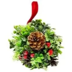 7" Green And Red Glittered Berry With Pine Cone Christmas Topiary Ball Ornament -Christmas Decoration Store northlight20kji85824 03 81060.1667662371