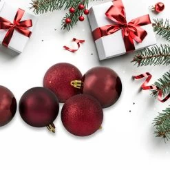24ct Burgundy Red Shatterproof 4-Finish Christmas Ball Ornaments 2.5" (60mm) 7 24ct Burgundy Red Shatterproof 4-Finish Christmas Ball Ornaments 2.5" (60mm) -Christmas Decoration Store northlight20lj34918 75796.1667488432