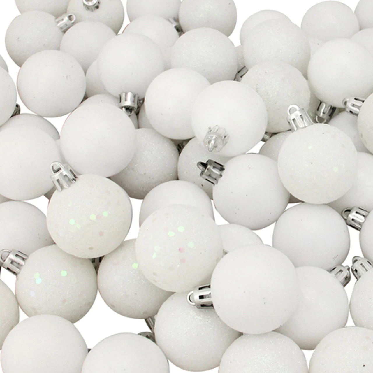 96ct White Shatterproof 4-Finish Christmas Ball Ornaments 1.5" (40mm) 4 96ct White Shatterproof 4-Finish Christmas Ball Ornaments 1.5" (40mm) - Image 2