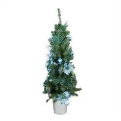 4' Green Potted Two-Tone Pine Pencil Artificial Christmas Tree - Unlit