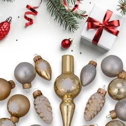 15ct Gold 2-Finish Glass Christmas Tree Topper And Ornament Set 5.5" -Christmas Decoration Store northlight20wy27599b 89293.1667577788