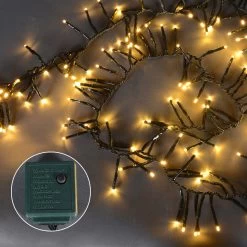 200 Warm White Multi-Function LED Cluster Christmas Lights - 5.75 Ft Green Wire -Christmas Decoration Store northlight 19 10104wafe 200 47640.1667620425
