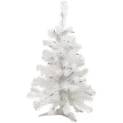 3' Pre-Lit Slim White Pine Artificial Christmas Tree - Green Lights