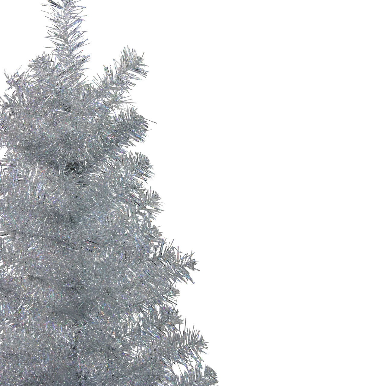 4' Holographic Silver Tinsel Slim Artificial Christmas Tree - Unlit 6 4' Holographic Silver Tinsel Slim Artificial Christmas Tree - Unlit - Image 4