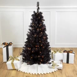 4' Pre-Lit Slim Black Artificial Tinsel Christmas Tree- Clear Lights -Christmas Decoration Store northlight b83507 3 81654.1667576683