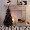4' Pre-Lit Slim Black Artificial Tinsel Christmas Tree- Clear Lights