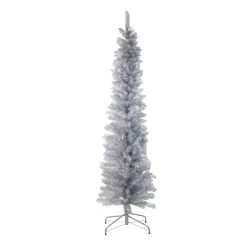 6' Pencil Silver Tinsel Artificial Christmas Tree - Unlit