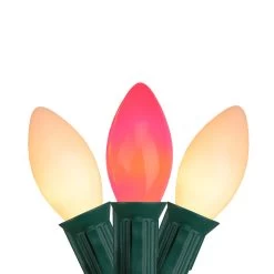 25-Count Opaque Red And White C9 Christmas Lights - 24 Ft. Green Wire