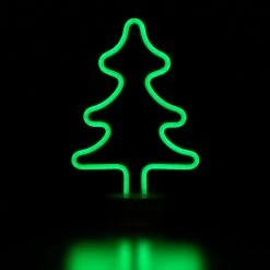 11" Green Christmas Tree LED Neon Style Table Sign