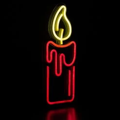 12" Red LED Lighted Neon Style Red Candle Christmas Window Silhouette -Christmas Decoration Store northlight fm94468 2 52029.1667646477
