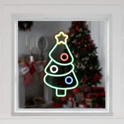 15" LED Lighted Neon Style Christmas Tree Window Silhouette