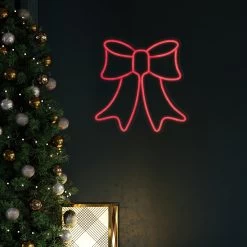 15" Red LED Lighted Neon Style Bow Christmas Window Silhouette -Christmas Decoration Store northlight fm94474 1 78874.1667540262