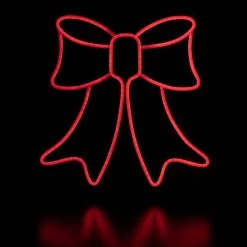 15" Red LED Lighted Neon Style Bow Christmas Window Silhouette -Christmas Decoration Store northlight fm94474 2 71925.1667540262