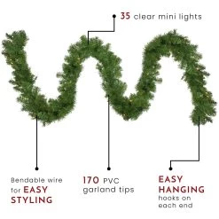 9' X 10" Pre-Lit Windsor Pine Artificial Christmas Garland - Clear Lights -Christmas Decoration Store northlight gb20ygc810 gr thumbnail 34853.1675793415