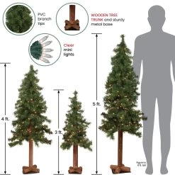 Set Of 3 Pre-Lit Woodland Alpine Artificial Christmas Trees 5' - Clear Lights -Christmas Decoration Store northlight gb20ynt755 gr info 89344.1667327481