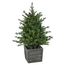 4' Pre-Lit Potted Deluxe Russian Pine Artificial Christmas Tree, Warm White LED Lights -Christmas Decoration Store northlight gb20ytp457 gr 3 26810.1667530381