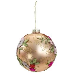 4.5" Pink Floral Applique Glass Ball Christmas Ornament -Christmas Decoration Store northlight gb26162 2 updated 34159.1667487528