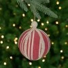 Red Striped And Ribboned Christmas Ball Ornament 6.75" (170mm)