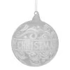 Clear And White "Merry Christmas" Glass Christmas Ball Ornament 4.5" (114mm)