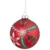 4" Red Poinsettia And Holly Glass Christmas Ball Ornament -Christmas Decoration Store northlight gb926191 sample 1 38447.1667534052