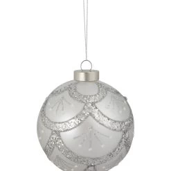 4" Glittered Cosmoid Silver Glass Christmas Ball Ornament -Christmas Decoration Store northlight gb94391 sample 3 69341.1681307177